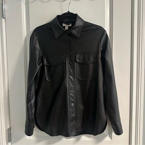 Topshop Pleather Shirt Jacket
